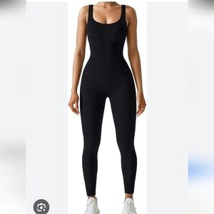 AURUZA Jumpsuit for Women Workout Seamless Jumpsuits Yoga Ribbed One Piece Tank